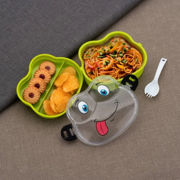 Frog-Shaped Double Layer Lunch Box with Spoon