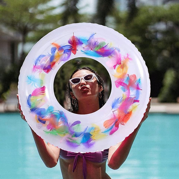 Swim Ring, For children, Conveniently Portable, Feathers, Swimming Ring, For Water Play, For Beaches, Swimming, Summer Vacation (1 Pc)