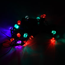 Detailed view of LED string lights, highlighting their use in festive home decorations.