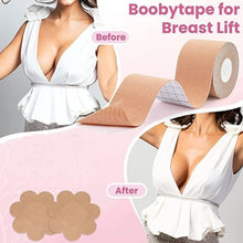 Boob Tape with Nipple Covers: Cotton, Breathable, Lift & Support (5m, 10 Pairs)