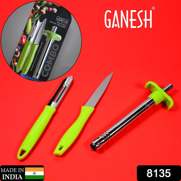 Multipurpose lighter, knife, and peeler set from Ganesh