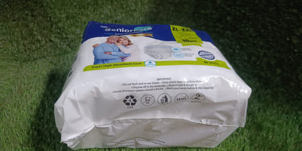 Senior care adult diapers, extra large and XXL sizes