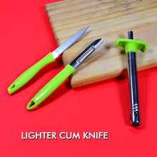 Compact lighter with knife and peeler features from Ganesh